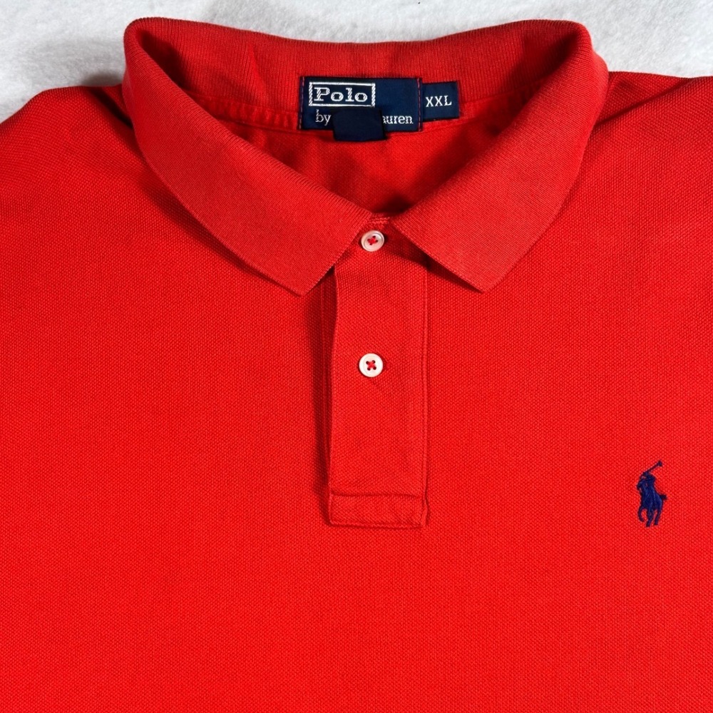 Polo Ralph Lauren Mens XXL Long Sleeve Polo Shirt Red Cotton Pique Pony Logo
